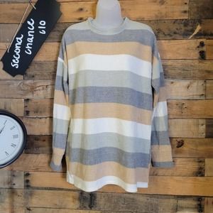 SALE-BomBom women's stripped oversized fleece long sleeve top size small